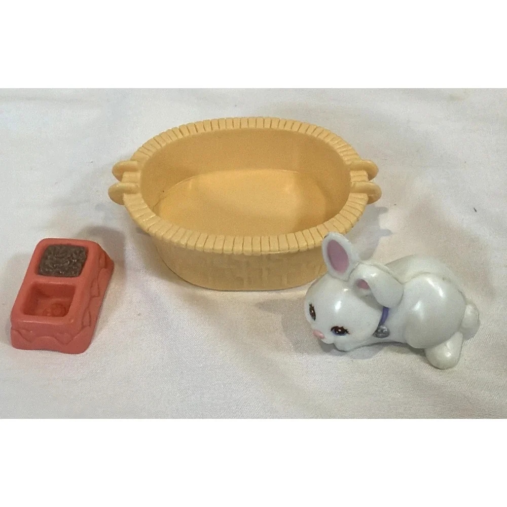VTG LPS Kenner 1993 Mommy Baby Bunny‎ Basket Dish Littlest Pet Shop Set